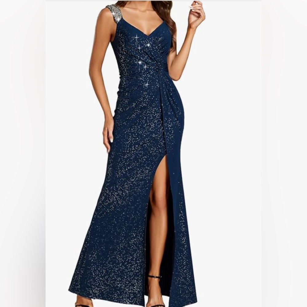 Elegant Blue Sequin Gown